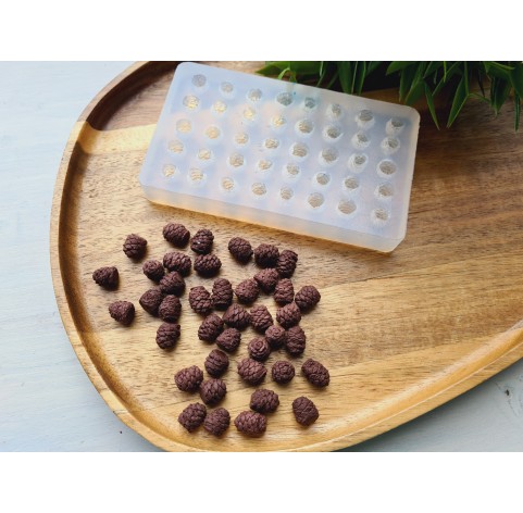 Silicone mold, Mini pine cone, style 17, 40 elements, ~ Ø 0.8 cm, H:0.9-1.1 cm