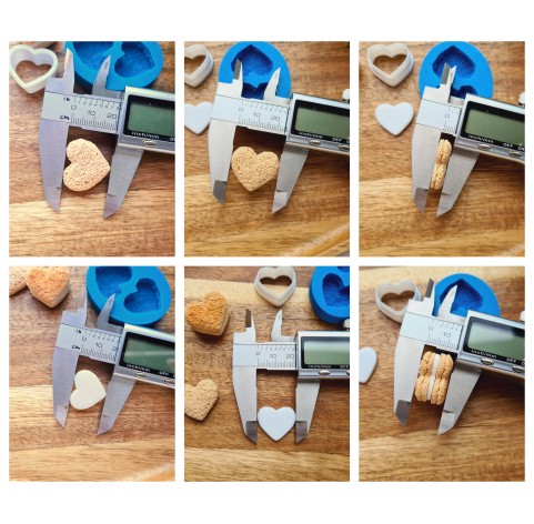 Silicone mold, Cookie, style 15, shortbread, heart, 2 elements, ~ 2.1*2.3 cm, H:0.6 cm + cutter 1.8*2.1 cm