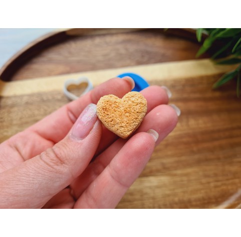 Silicone mold, Cookie, style 15, shortbread, heart, 2 elements, ~ 2.1*2.3 cm, H:0.6 cm + cutter 1.8*2.1 cm