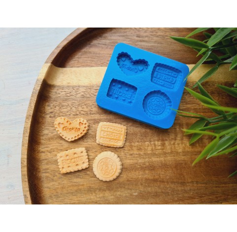 Silicone mold, Biscuit set, style 5, 4 elements, ~ 1.9-2.3 cm, H:0.3-0.5 cm