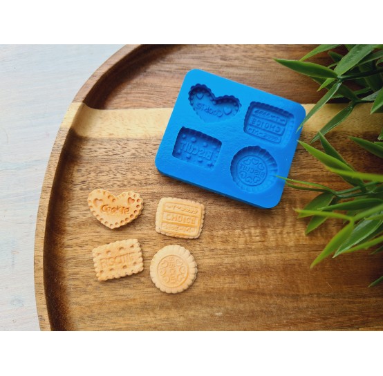 Silicone mold, Biscuit set, style 5, 4 elements, ~ 1.9-2.3 cm, H:0.3-0.5 cm