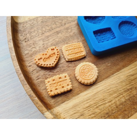 Silicone mold, Biscuit set, style 5, 4 elements, ~ 1.9-2.3 cm, H:0.3-0.5 cm