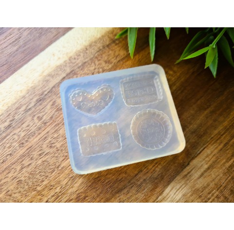 Silicone mold, Biscuit set, style 5, 4 elements, ~ 1.9-2.3 cm, H:0.3-0.5 cm