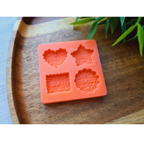 Silicone mold, Biscuit set, style 5, 4 elements, ~ 1.9-2.3 cm, H:0.3-0.5 cm