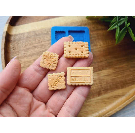 Silicone mold, Biscuit set, style 7, 4 elements, ~ 1.7-2.6 cm, H:0.3-0.4 cm