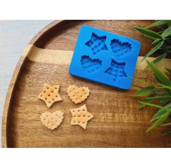 Silicone mold, Biscuit set, style 8, 4 elements, ~ 2-2.2 cm, H:0.4 cm