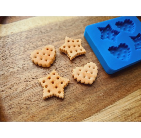 Silicone mold, Biscuit set, style 8, 4 elements, ~ 2-2.2 cm, H:0.4 cm