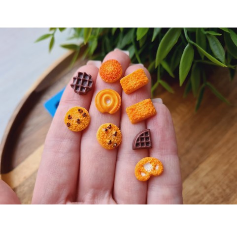 Silicone mold, Сookie set, style 14, 9 elements, ~ 0.8-1.2 cm, H:0.2-0.3 cm