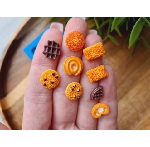 Silicone mold, Сookie set, style 14, 9 elements, ~ 0.8-1.2 cm, H:0.2-0.3 cm