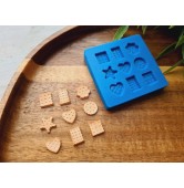 Silicone mold, Cookie set, 1:6 scale, style 15, 9 elements, ~ 0.7-1 cm, H:0.2 cm