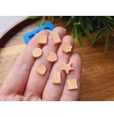 Silicone mold, Cookie set, 1:6 scale, style 15, 9 elements, ~ 0.7-1 cm, H:0.2 cm