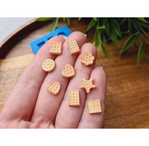 Silicone mold, Cookie set, 1:6 scale, style 15, 9 elements, ~ 0.7-1 cm, H:0.2 cm