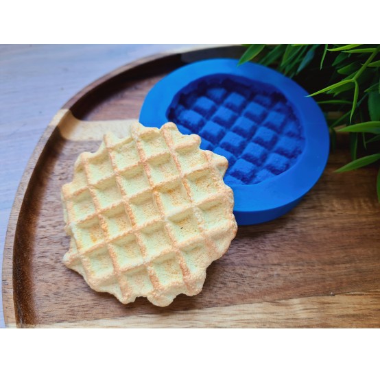 Silicone mold, Waffle, style 2, round, large, ~ Ø 7.2-7.6 cm, H:1.2 cm