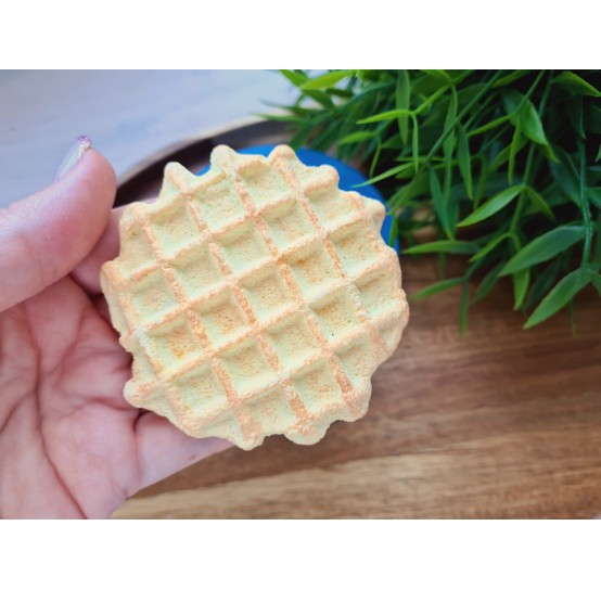 Silicone mold, Waffle, style 2, round, large, ~ Ø 7.2-7.6 cm, H:1.2 cm