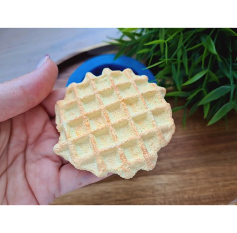 Silicone mold, Waffle, style 2, round, large, ~ Ø 7.2-7.6 cm, H:1.2 cm