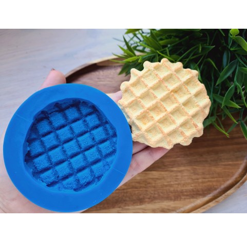 Silicone mold, Waffle, style 2, round, large, ~ Ø 7.2-7.6 cm, H:1.2 cm