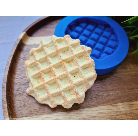 Silicone mold, Waffle, style 2, round, large, ~ Ø 7.2-7.6 cm, H:1.2 cm