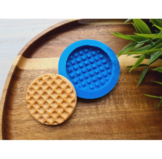 Silicone mold, Waffle, style 5, round, ~ Ø 4.8 cm, H:0.6 cm