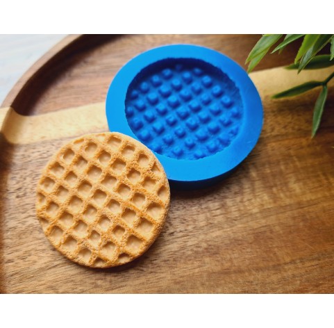 Silicone mold, Waffle, style 5, round, ~ Ø 4.8 cm, H:0.6 cm