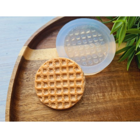 Silicone mold, Waffle, style 5, round, ~ Ø 4.8 cm, H:0.6 cm