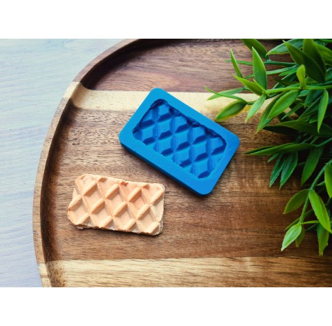 Silicone mold, Waffle, style 6, rectangular, large, ~ 2.9*5.1 cm, H:0.6 cm