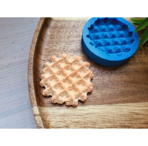 Silicone mold, Waffle, style 10, round, ~ Ø 4.2-4.3 cm, H:0.6 cm