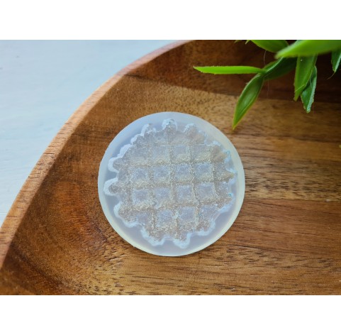 Silicone mold, Waffle, style 10, round, ~ Ø 4.2-4.3 cm, H:0.6 cm
