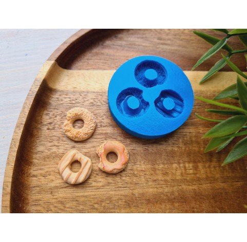 Silicone mold, Donut set, style 5, "bitten donuts", 3 elements, ~ 1.4-1.7 cm, H:0.5 cm