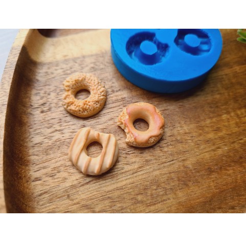 Silicone mold, Donut set, style 5, "bitten donuts", 3 elements, ~ 1.4-1.7 cm, H:0.5 cm