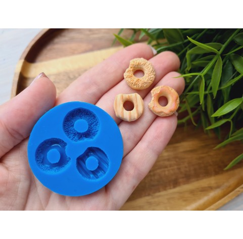 Silicone mold, Donut set, style 5, "bitten donuts", 3 elements, ~ 1.4-1.7 cm, H:0.5 cm