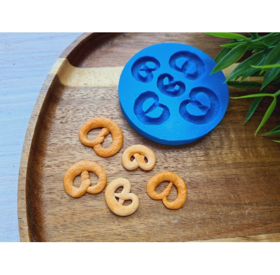 Silicone mold, Pretzel, style 2, 5 elements, ~ 1.3-2.3 cm,H:0.3 cm