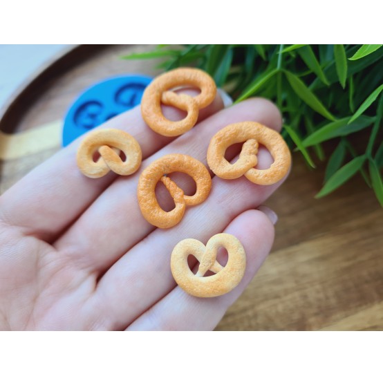 Silicone mold, Pretzel, style 2, 5 elements, ~ 1.3-2.3 cm,H:0.3 cm