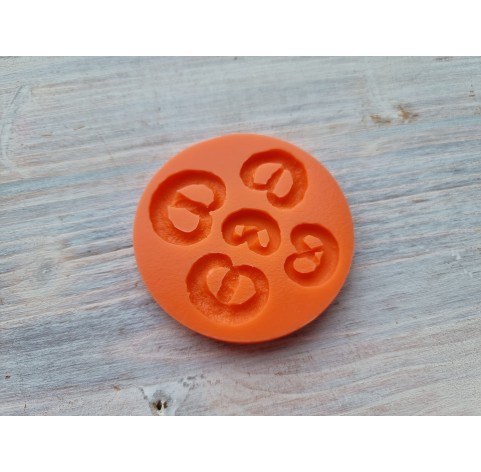 Silicone mold, Pretzel, style 2, 5 elements, ~ 1.3-2.3 cm,H:0.3 cm