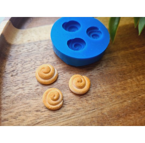 Silicone mold, Bun, style 2, 3 elements, ~ Ø 1-1.1 cm, H:0.4 cm