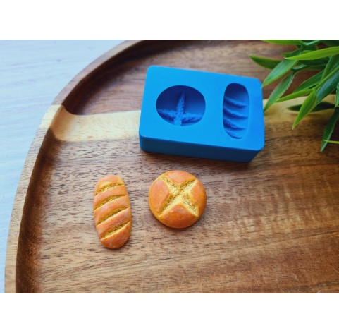 Silicone mold, Bread, style 1, 2 elements, ~ Ø 2.3 cm, 1.4*2.8 cm, H:0.9-1.4 cm