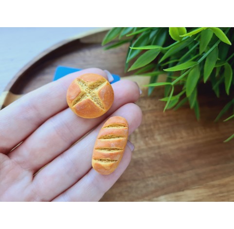 Silicone mold, Bread, style 1, 2 elements, ~ Ø 2.3 cm, 1.4*2.8 cm, H:0.9-1.4 cm