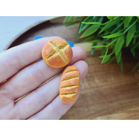 Silicone mold, Bread, style 1, 2 elements, ~ Ø 2.3 cm, 1.4*2.8 cm, H:0.9-1.4 cm