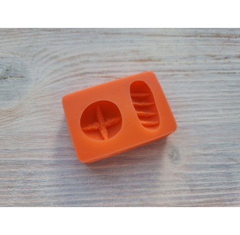 Silicone mold, Bread, style 1, 2 elements, ~ Ø 2.3 cm, 1.4*2.8 cm, H:0.9-1.4 cm