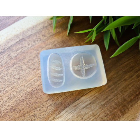 Silicone mold, Bread, style 1, 2 elements, ~ Ø 2.3 cm, 1.4*2.8 cm, H:0.9-1.4 cm