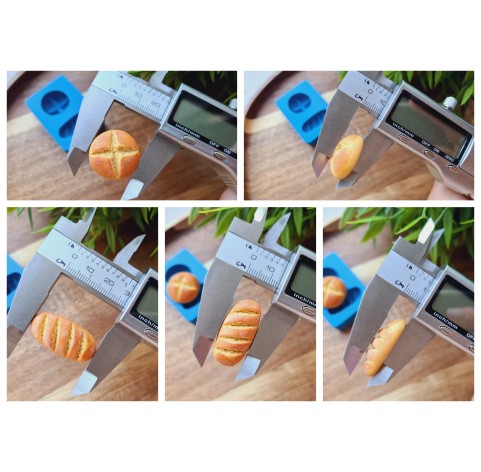 Silicone mold, Bread, style 1, 2 elements, ~ Ø 2.3 cm, 1.4*2.8 cm, H:0.9-1.4 cm