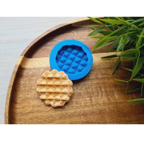 Silicone mold, Waffle, style 13, round, ~ Ø 3.9*4 cm, H:0.7 cm