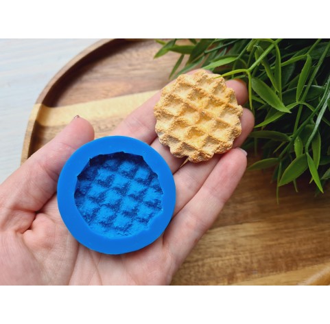 Silicone mold, Waffle, style 13, round, ~ Ø 3.9*4 cm, H:0.7 cm