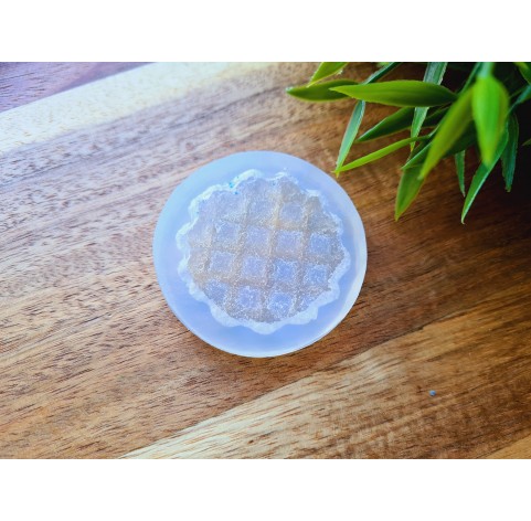 Silicone mold, Waffle, style 13, round, ~ Ø 3.9*4 cm, H:0.7 cm