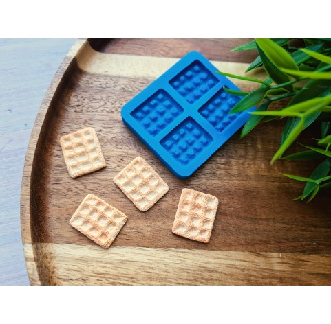 Silicone mold, Waffle, style 14, 4 elements, ~ 1.7*2.2 cm, H:0.3 cm