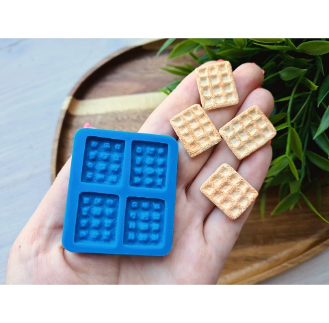 Silicone mold, Waffle, style 14, 4 elements, ~ 1.7*2.2 cm, H:0.3 cm