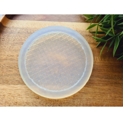 Silicone mold, Waffle, style 15, round, large, ~ Ø 8.3 cm, H:0.8 cm