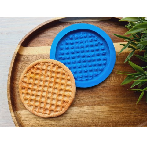 Silicone mold, Waffle, style 16, round, large, ~ Ø 8.4 cm, H:0.6 cm