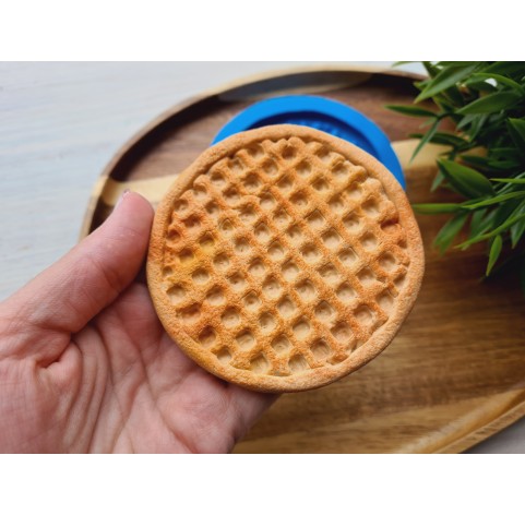 Silicone mold, Waffle, style 16, round, large, ~ Ø 8.4 cm, H:0.6 cm