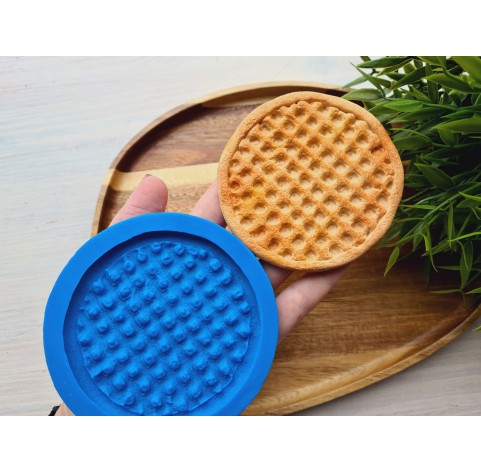 Silicone mold, Waffle, style 16, round, large, ~ Ø 8.4 cm, H:0.6 cm