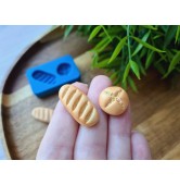 Silicone mold, Bread, style 2, 2 elements, ~ Ø 1.7 cm, 1.3*2.3 cm, H:0.5-0.6 cm